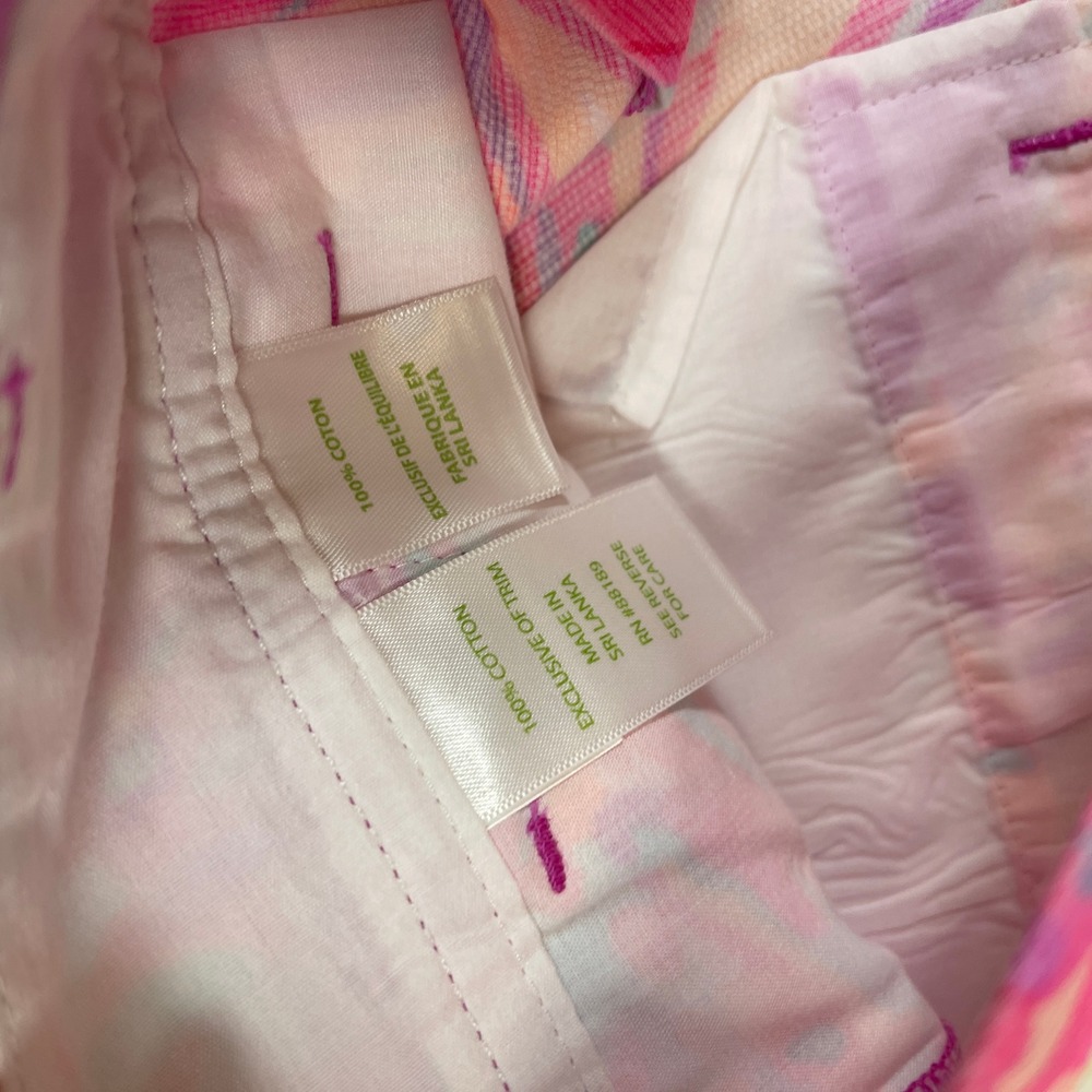 Lilly Pulitzer Shorts Size 8 Callahan Pink Tropical Fan Palm Print Cotton - Picture 7 of 9